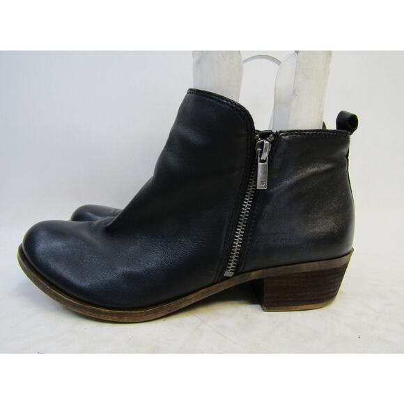 Lucky Brand Womens Size 11 M Black Leather Zip Ankle Fashion Boots Bootie - Picture 1 of 11